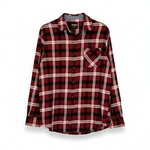Redmond Plaid Flannel Shirt Mens Large NWOT Burgundy Red Check Cabin Soft Cotton